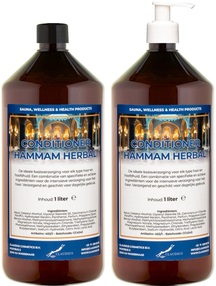 Hairconditioner Hammam Herbal 1 liter met witte pomp - set van 2 stuks