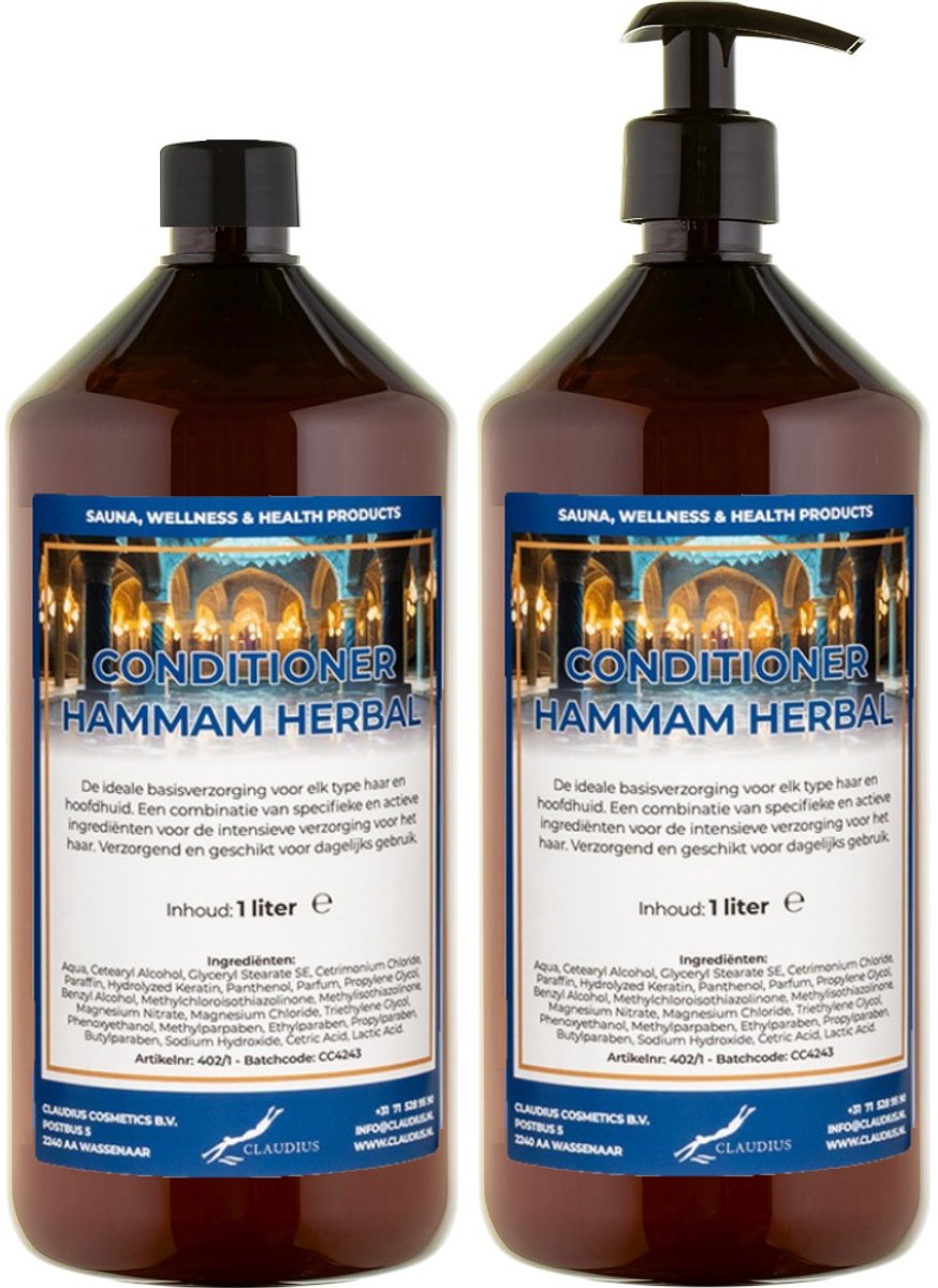 Hairconditioner Hammam Herbal 1 liter met zwarte pomp - set van 2 stuks