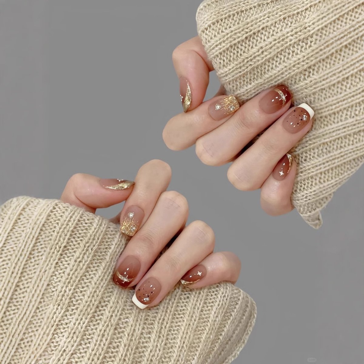 20 draagbare nagelversieringen, herfst/winter, afneembaar, kant-en-klare nagelstickers.