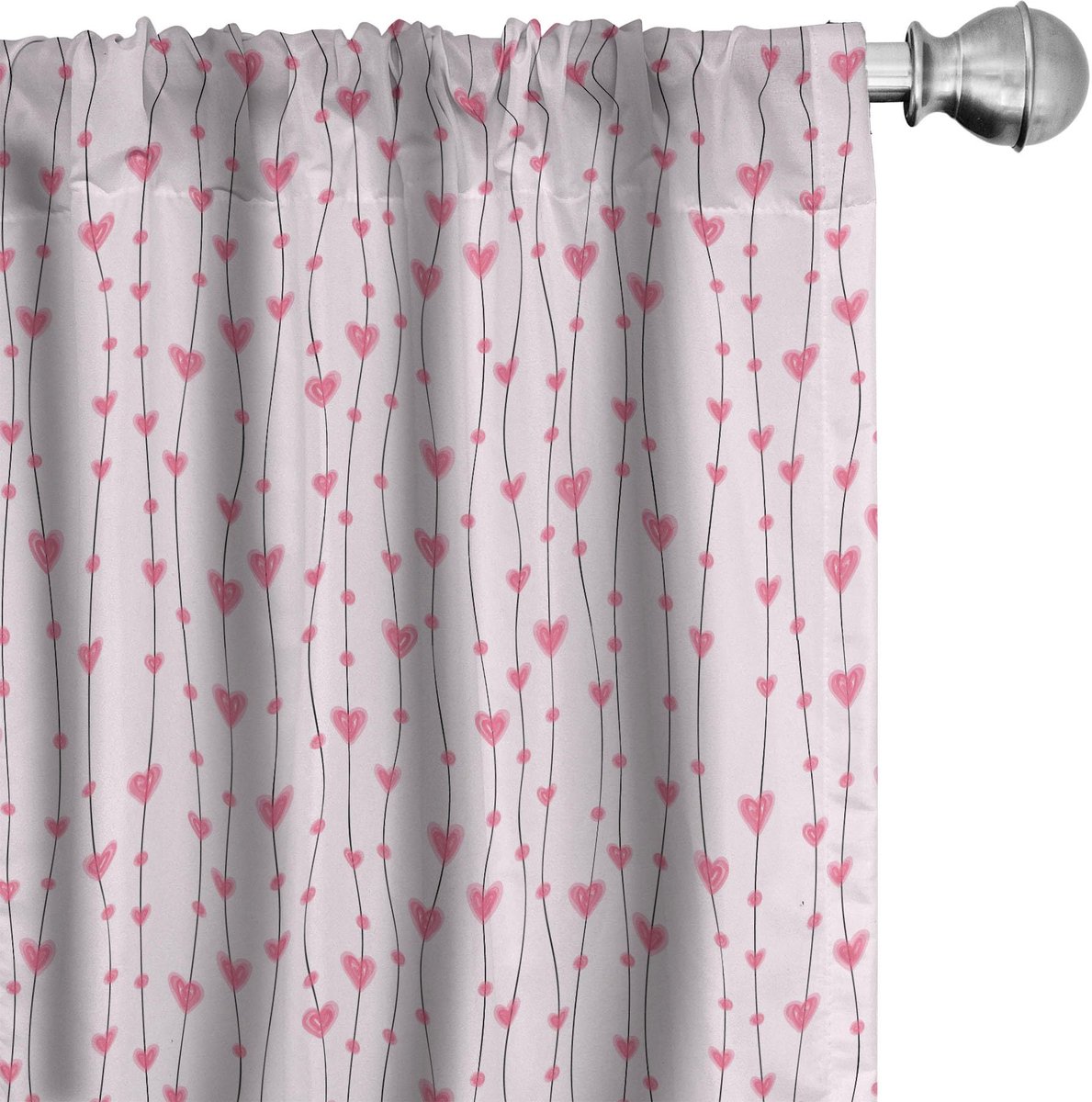 ABAKUHAUS Vintage Valentine – Gordijnen – 2x75x245 cm – Microvezel – babyroze