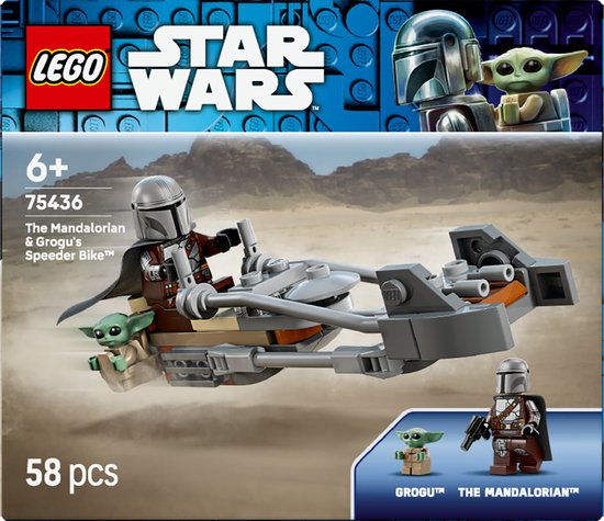LEGO Star Wars - De Mandalorian en Grogu's Speederbike Bouwpakket voor Kinderen - 75436
