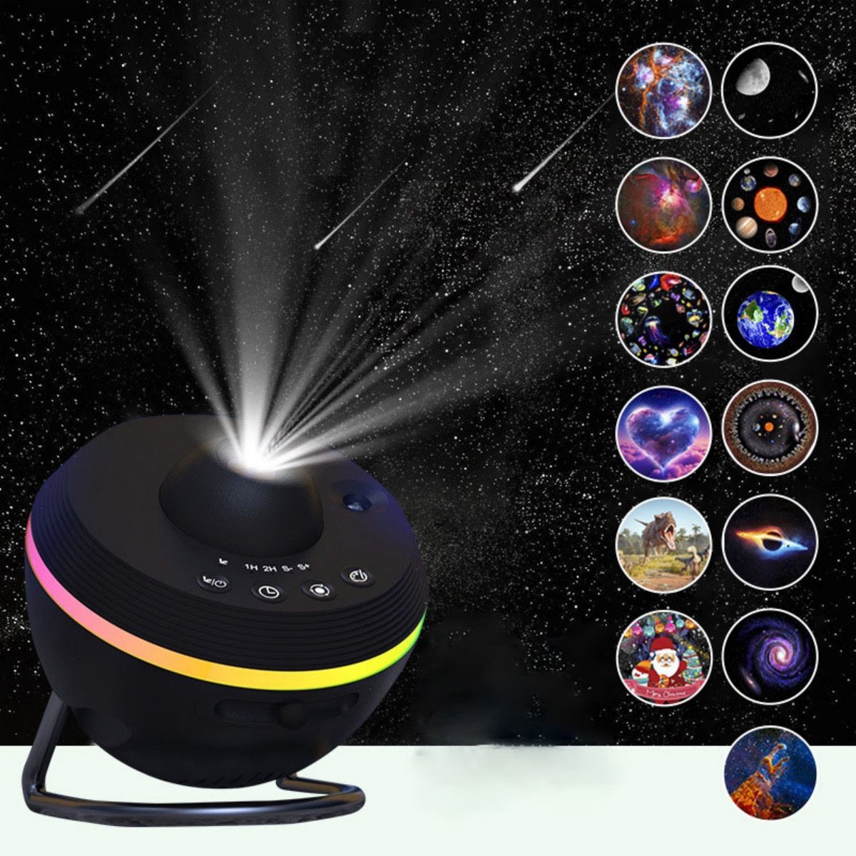 GELLDG Star Projector - Ruimtester Projector Nachtlampje - met lichtstrip - Meteoor- en Melkwegprojector - Melkweg Planetarium - Geschikt voor kinderen en volwassenen - Slaapkamer cadeau