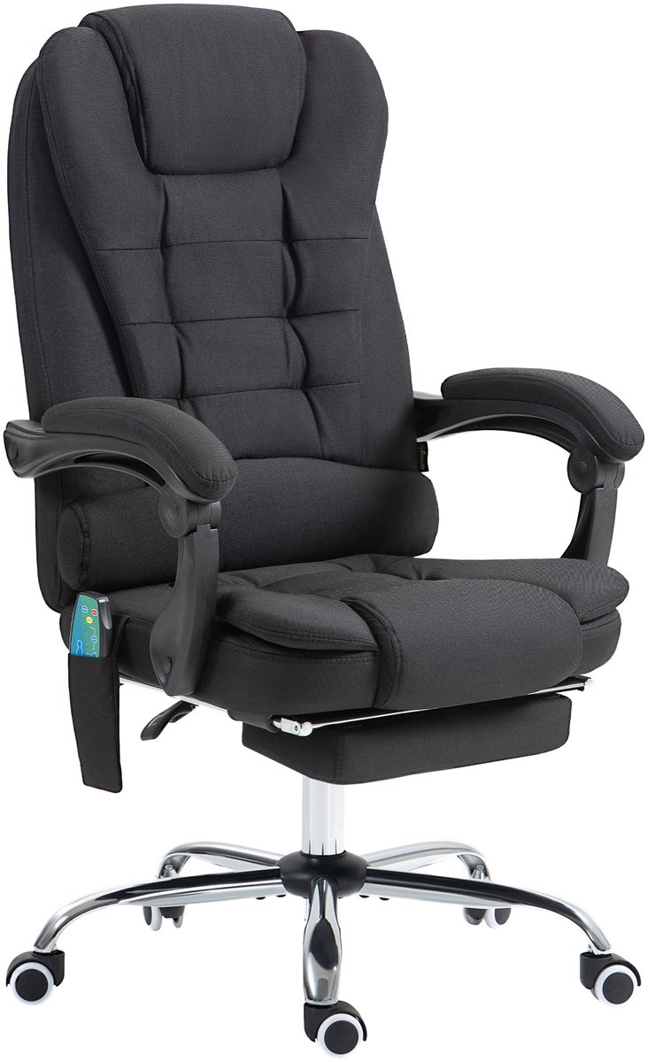 Vinsetto-Bürostuhl mit Massagefunktion-Polyester, Schaumstoff-65B x 70T x 111-119H cm-Schwarz