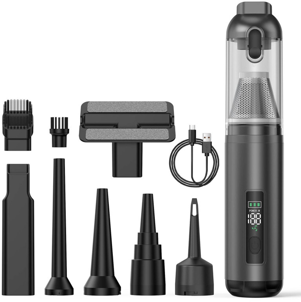 Stroom Commerce Draadloze Handstofzuiger Mini 16000Pa Zwart - Stroom Commerce - €39,89