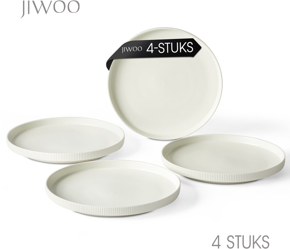Dinerborden set van 4 (Ø21,3cm / 8inch), Bordenset, Ontbijtborden, Dessertborden, serviesset 4 persoons, Geschikt voor restaurants, Horeca, Feest, familiefeesten, banketten en picknicks, Magnetron-vaatwasserbestendig, Keramiek