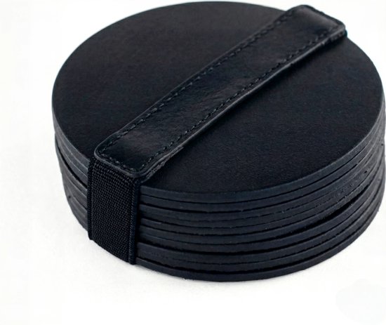 Sous-verres en cuir - Rond - 10 pièces - Sous-verres noirs - Sous-verres en cuir - Sous-verres ronds - Sous-verres pour lunettes
