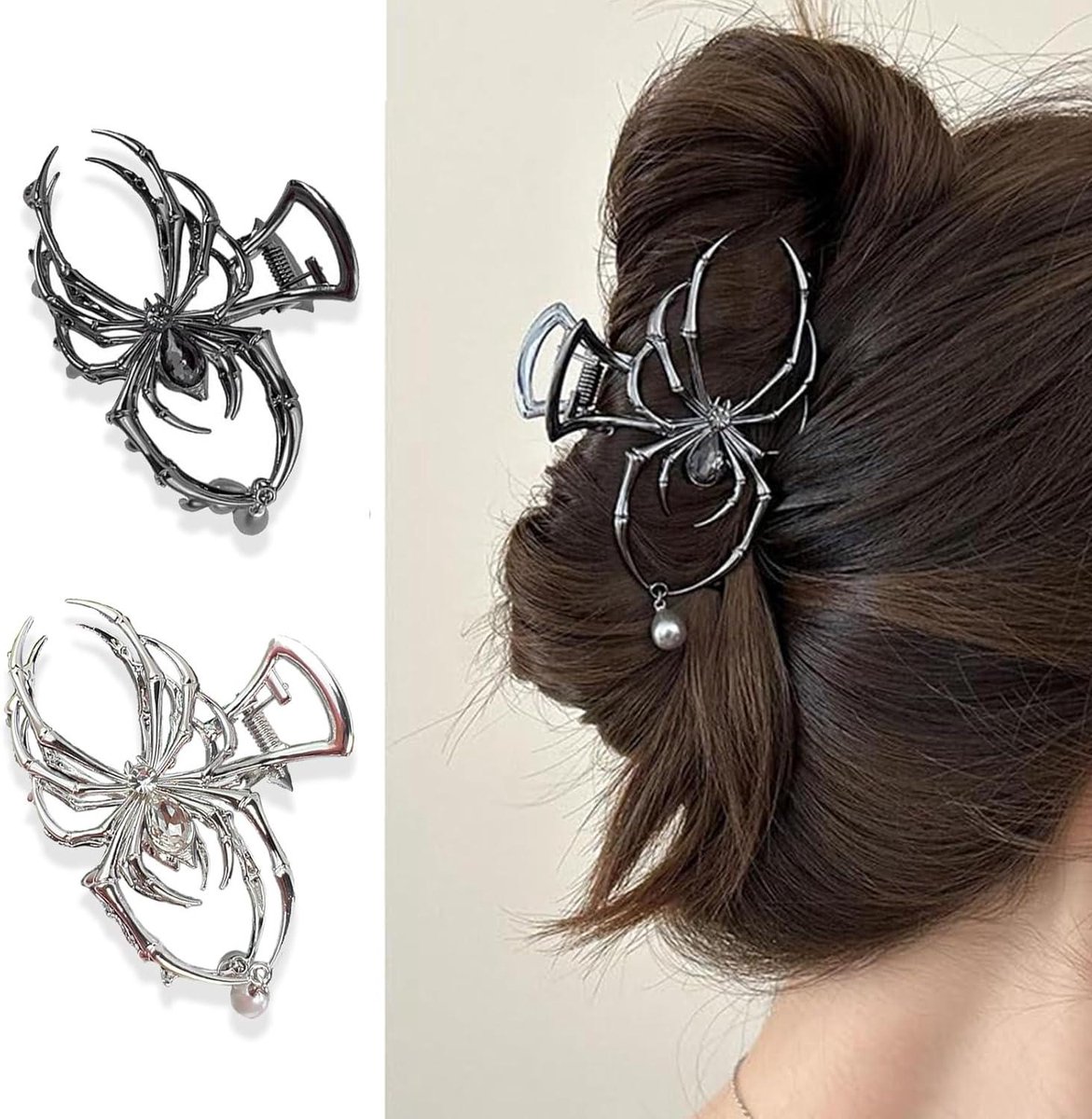 Cosensi - Spinnen Haarklem Metaal 2 Stuks, Gothic Punk Y2K Stijl Haaraccessoires