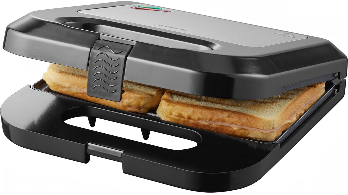 Tomado TGS2000B - Tosti ijzer - Grill apparaat - Tosti apparaat - PFAS vrij – Sandwich maker - 21,5 x 12 cm - 750 watt – Zwart — cadeau in Kookcadeaus - foto 4