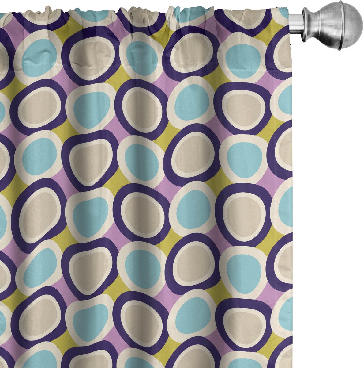ABAKUHAUS Retro Voorhangen – 2-delig gordijnset 75x225 cm – microvezel, multicolor Mehrfarbig