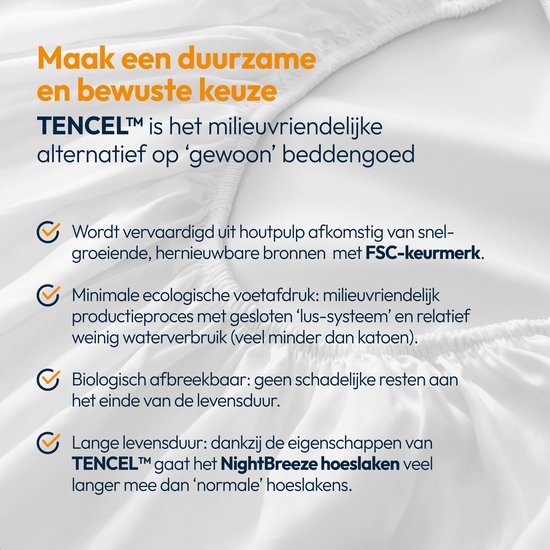 twenty:three® Premium hoeslaken 90x200 cm Glassy White - 100% Tencel