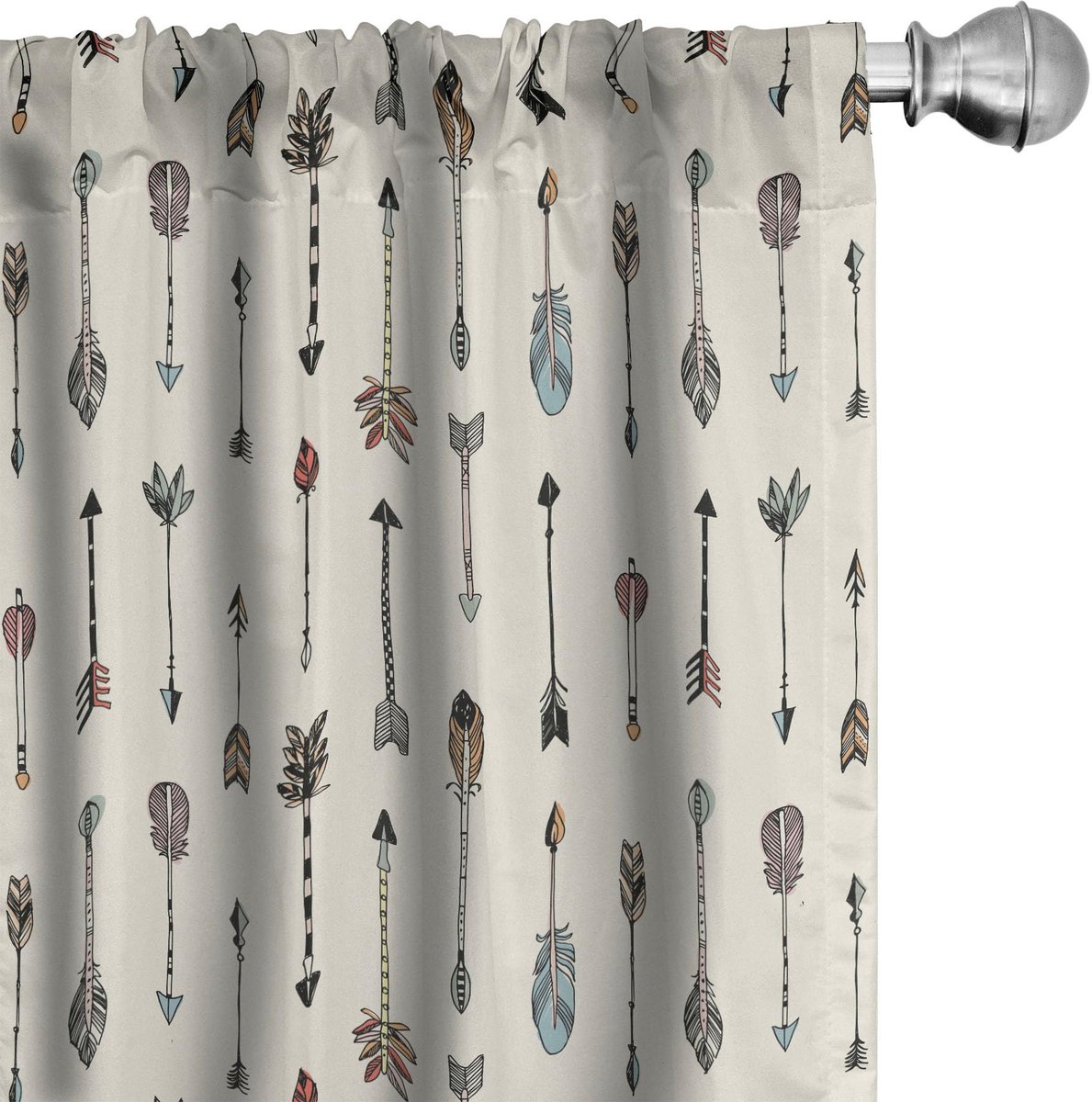 ABAKUHAUS Pijlgordijnen – 2-delige set 75x175 cm – microvezel, veelkleurig Eierschaal