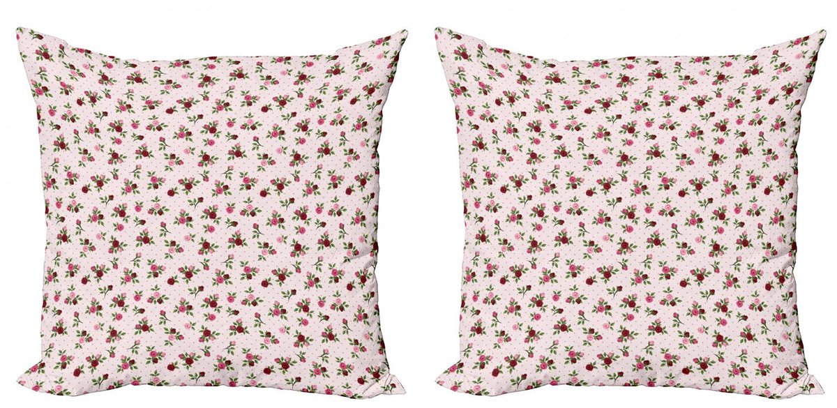 ABAKUHAUS Kussenhoes Set 2x – Bloemenprint – 40x40 cm – Microvezel