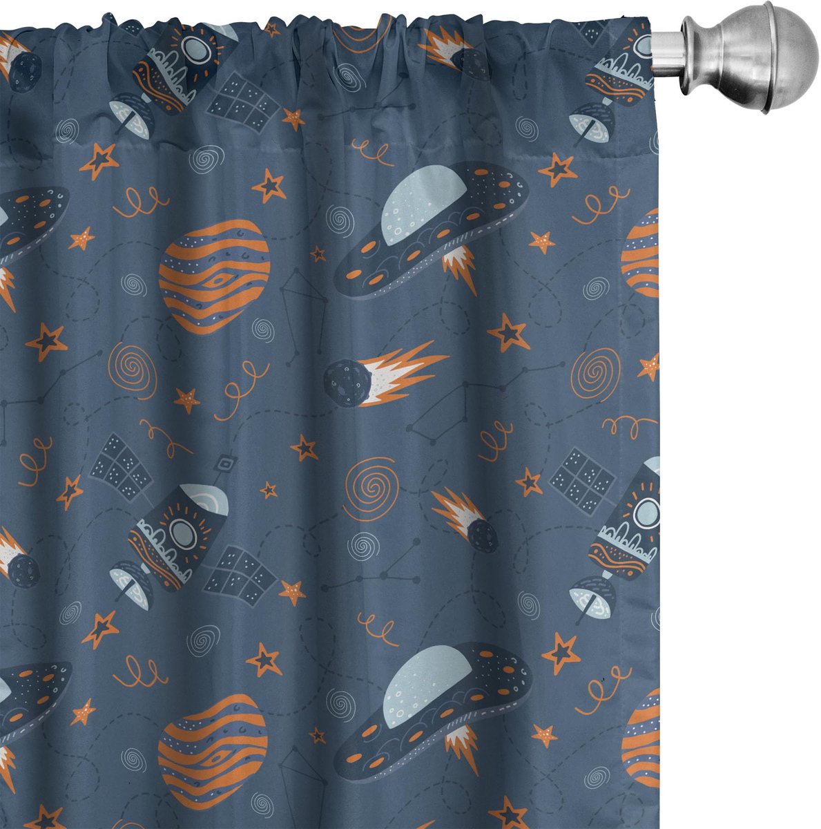 ABAKUHAUS Ruimte-Thema Gordijnen – 2x Panelen 75x225 cm – Microvezel, Halfdonker Donker hemelsblauw