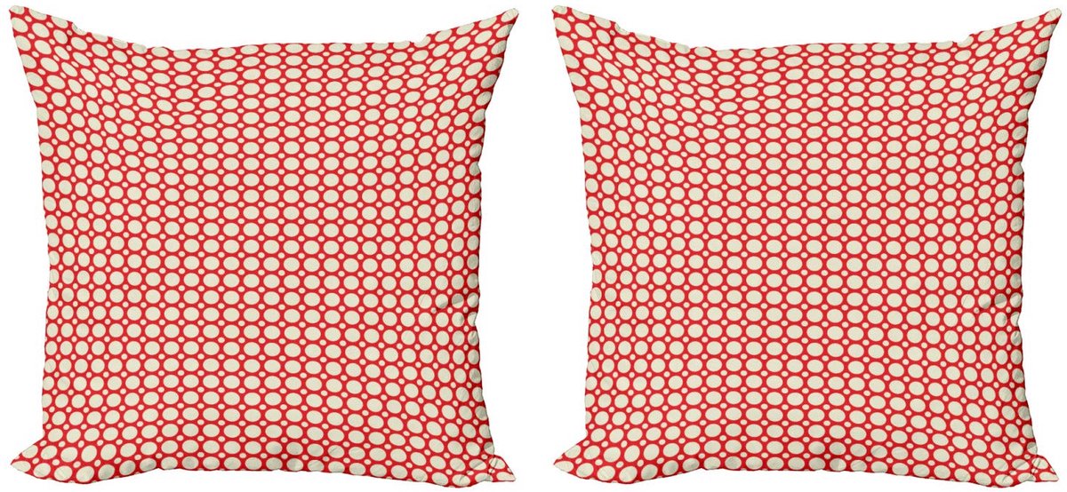 ABAKUHAUS Retro kussenhoes – 2x50x50 cm – dubbelzijdig bedrukt – Rood/Crème