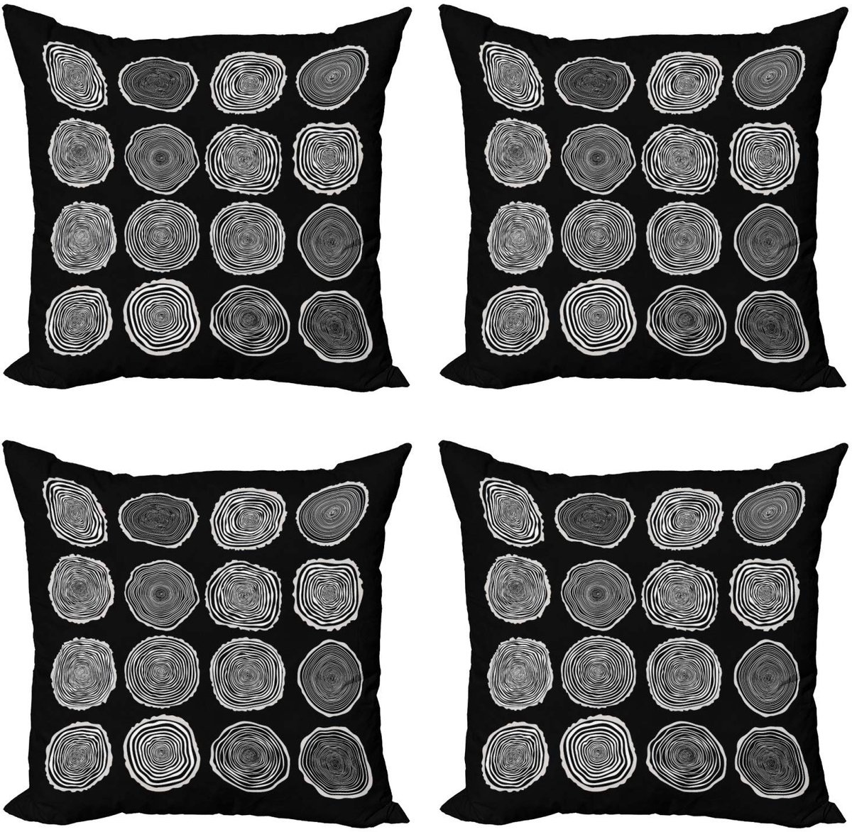 ABAKUHAUS Bos Kussenhoes Set (4x50x50) – Microvezel, Dubbelzijdig Bedrukt Dunkelblau