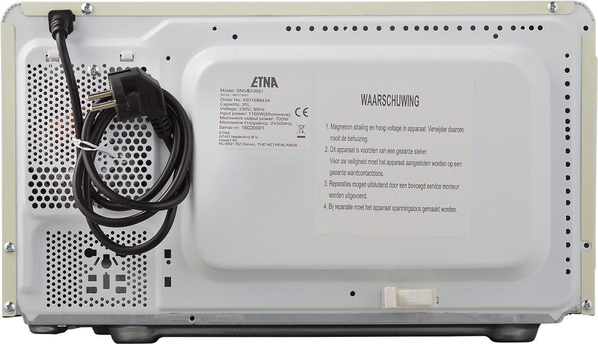 ETNA SMV620BEI Retro Magnetron - 20 liter - Compact, Stijlvol en Efficiënt met 12 Automatische Programma's — afbeelding 7