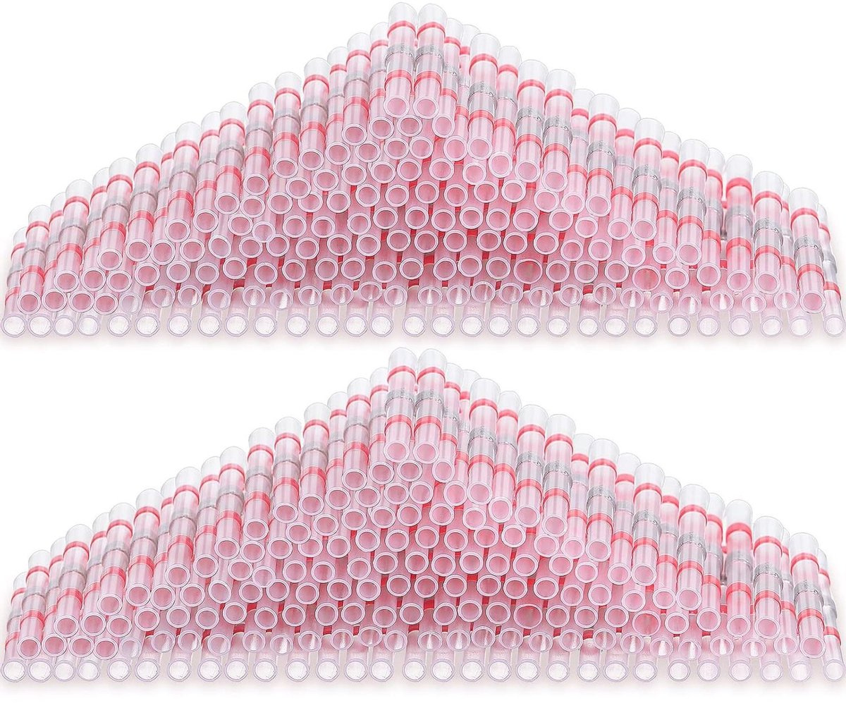 Cosensi - Nylon Butt Splice Wire Connectors 150 stuks, Rood, Geïsoleerd, Waterdicht, Transparant, Soldeer Seal, Krimpkous, 18-22 AWG