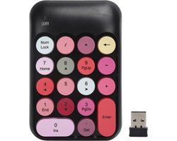 Mechanisch numeriek toetsenblok, 18 toetsen, 2.4G draadloos numeriek toetsenblok, schattig retro numeriek toetsenblok met verschillende kleuren, geschikt voor pc’s, laptops en andere apparaten. (Zwart en roze)