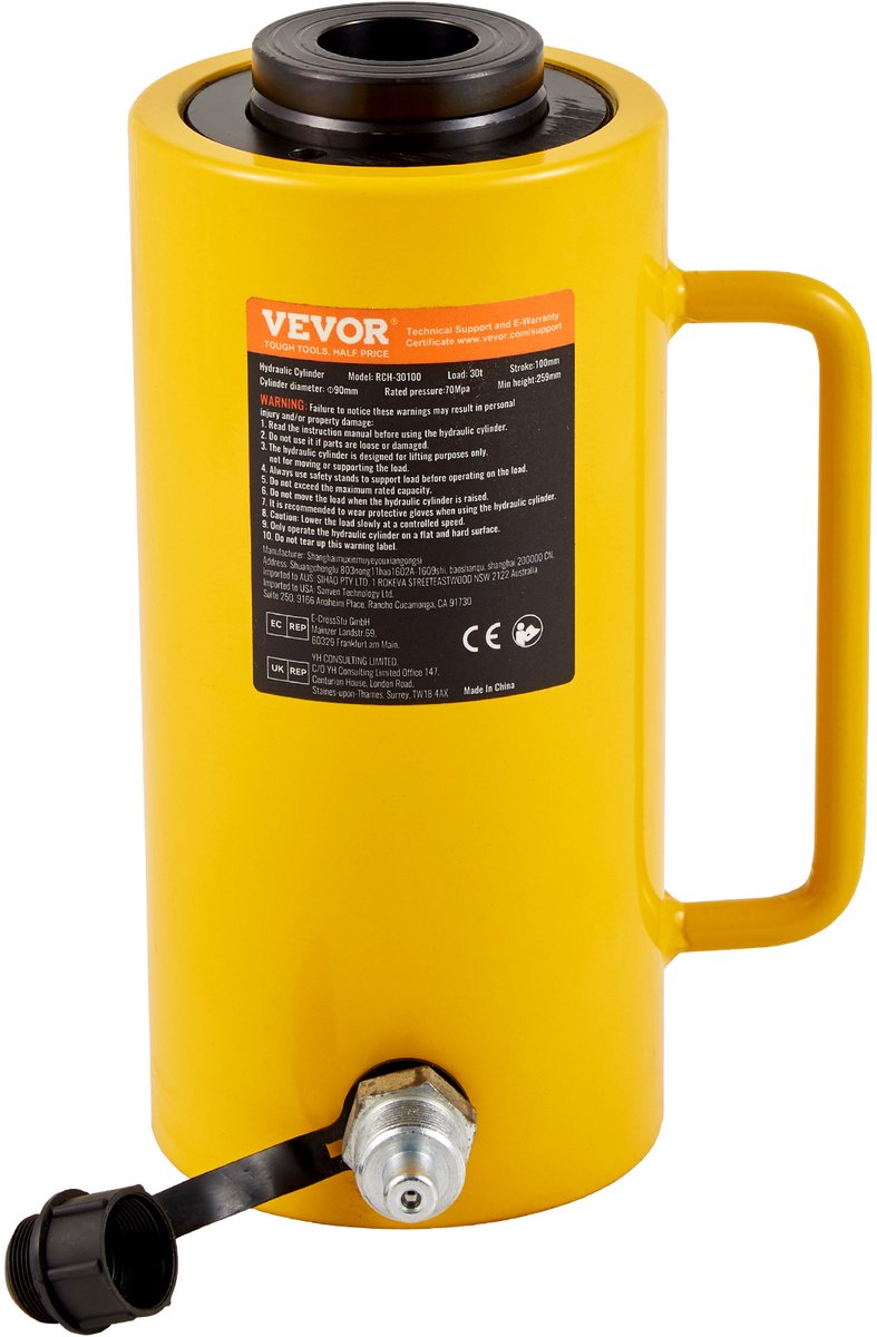 VEVOR 30ton 100 mm holle plunjer hydraulische cilinder Jack