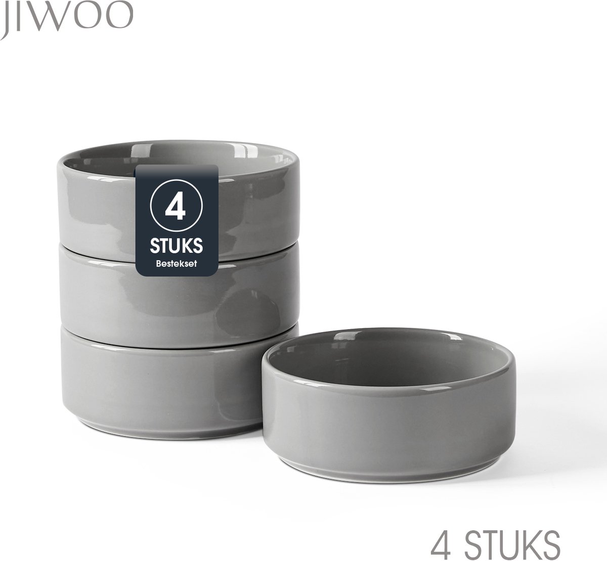 Set van 4 Kommen (Ø13,5cm / 510ml) Ontbijtkommen, Mueslikom, Soepkom, serviesset 4 persoons, Geschikt voor Restaurants, Horeca, Familiefeesten, Feest, Banketten en Picknicks, Magnetron-vaatwasserbestendig, Porselein