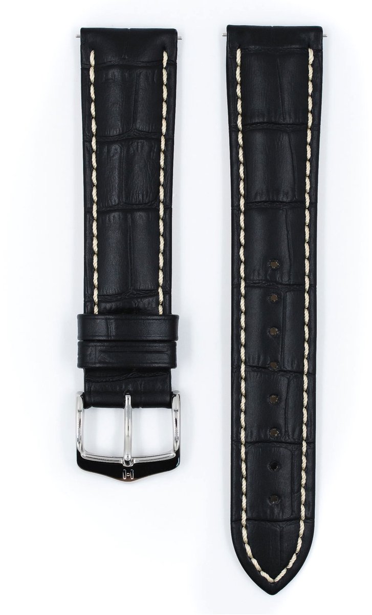 Hirsch Horlogeband - Modena Zwart - Leer - 19 mm