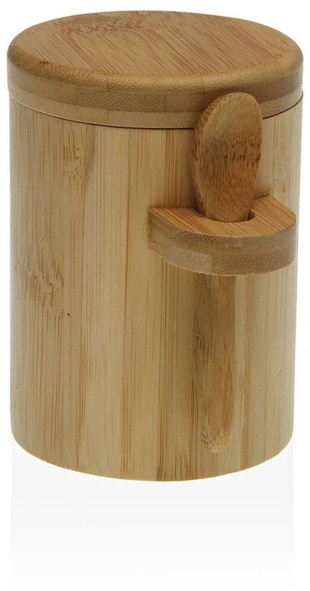 Doodadeals® Bamboe Suikerpot – Duurzaam Natuurlijk – Suiker- of Zoutpot – 7,5×10,3×10 cm – Bamboe – Lichtbruin