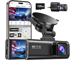 RedTiger F7NP Dual Dashcam voor auto - Ultra 4K & 1080P - Voor en Achter Camera - WiFi en GPS - 3,18 Inch met App - Sony Sensor - Dashcams - Parkeerbewaking - G Sensor - Loop opname - Full HD achter camera - Met 128GB SD Kaart