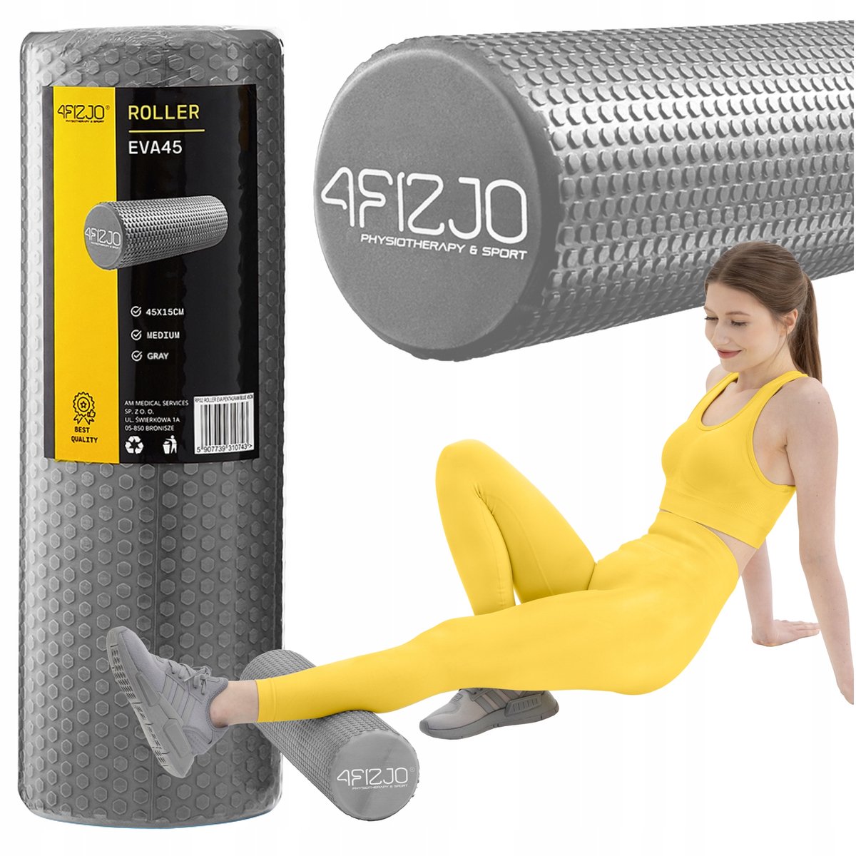 4FIZJO Massage Roller 45cm met Mini Noppen - Grijs