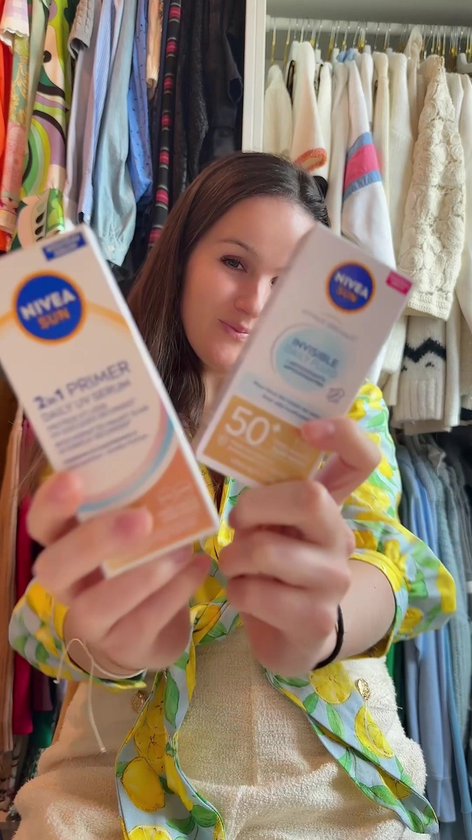NIVEA SUN UV Face 2-in-1 Primer Makeup – Zonnebrand Gezicht SPF 50+ - Gezichtsserum met Hyaluronzuur - Zonder Parfum – Zonnebrandcrème - 30ml