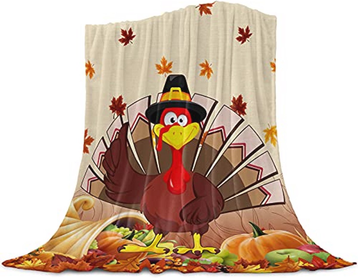 Herfst Turks Dekens voor Thuis | Zachte Fleece Deken met Pompoen- en Bladmotieven | 40x50 inch