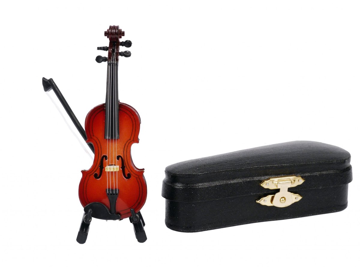 Music Gifts - Miniatuurinstrument Viool - 10cm - Inclusief koffer