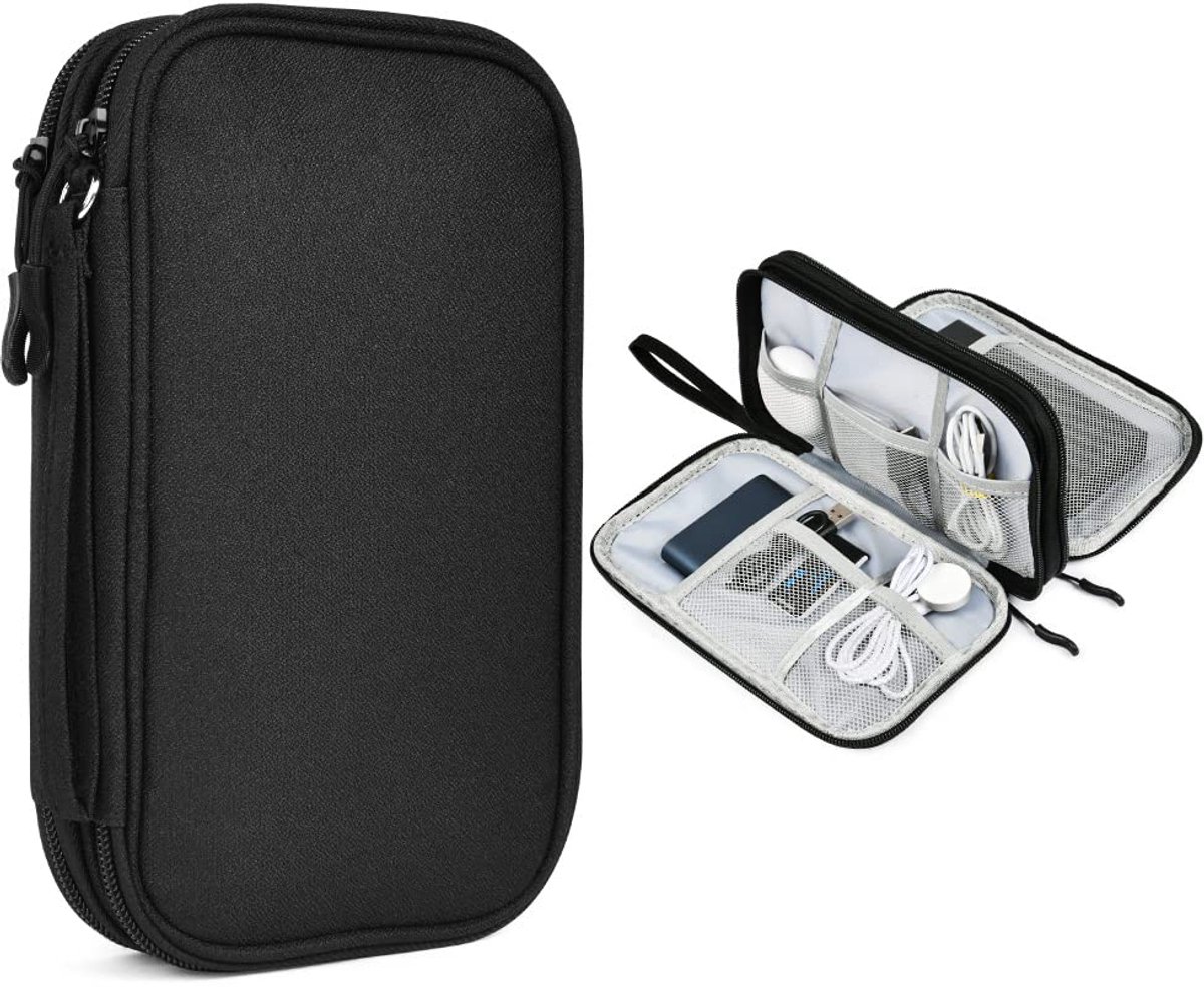 Ynkkvre -Elektronica / Electronica Organizer - Dubbele Rits - Travel Organization - Reistasje - Reizen - Vliegtuig - Opberg Tas - Kabel Organizer - Powerbank Storage