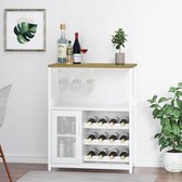 Brisakys Industriële Wijnkast met Wijnrek & Glashouder - Dressoir 90cm - 72x35x90 cm - Wit