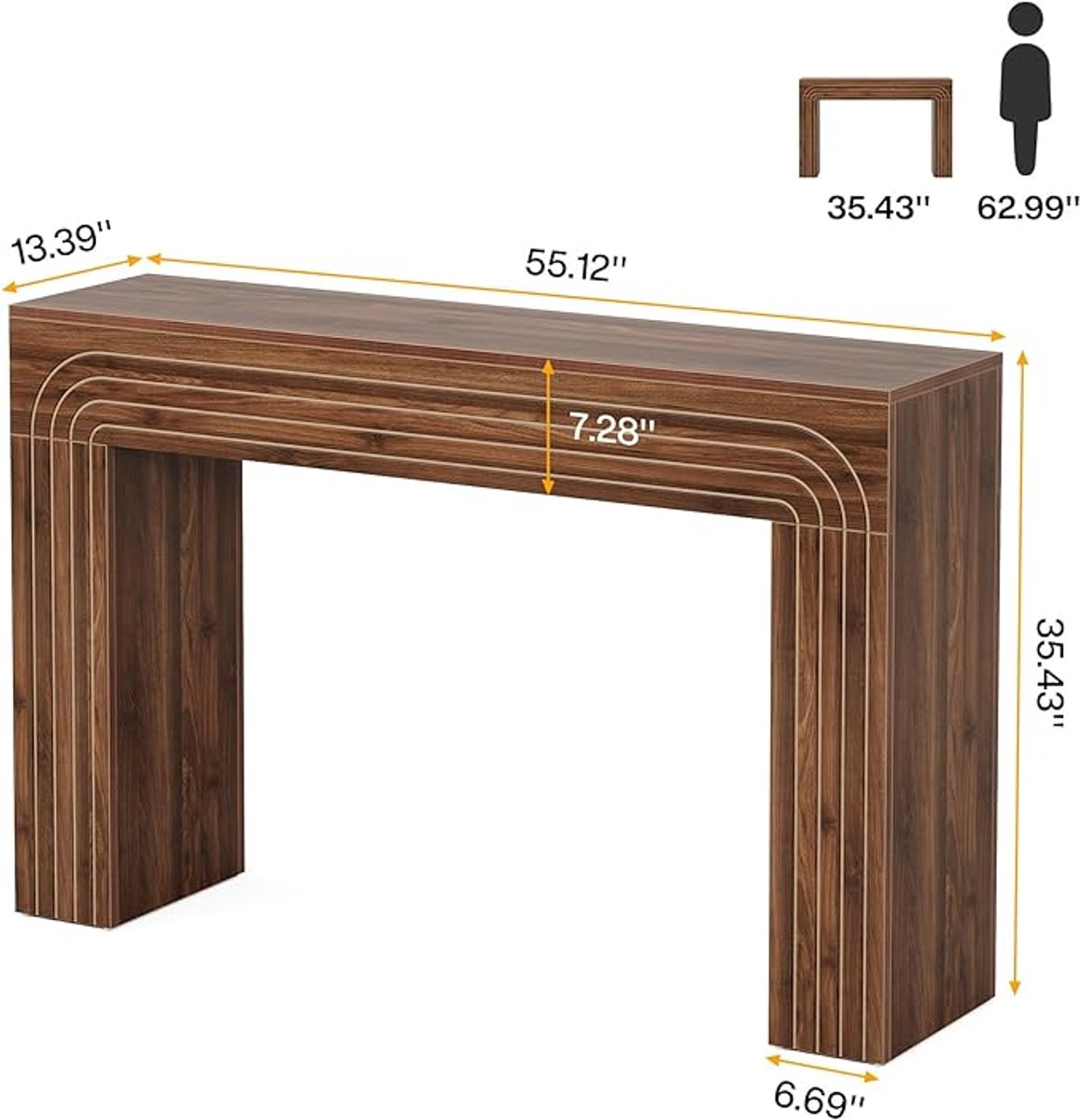 Consoletafel HomeByNicole – Smalle Langwerpige Haltafel / Ingangstafel / Sofa Tafel – 140 x 34 x 90 cm – Vintage Bruin – Robuust MDF Hout – Modern & Landelijk Design – Voor Hal, Woonkamer & Kleine Ruimtes