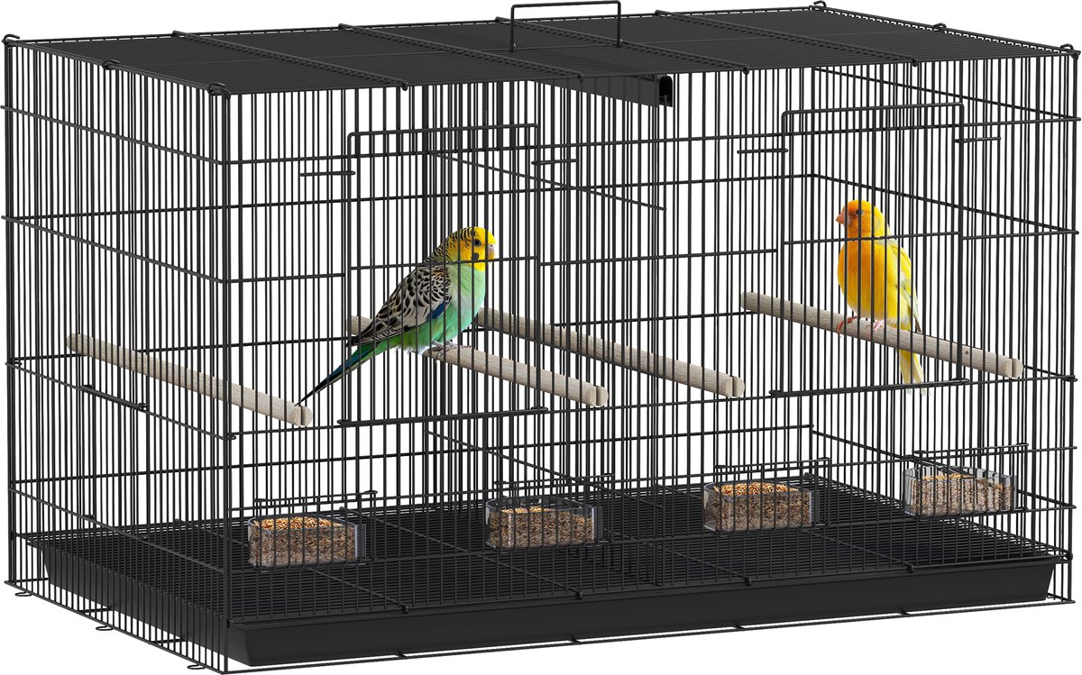 PawHut Vogelkooi - Staal - 76x46x46cm - Zwart