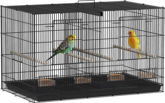 PawHut Vogelkooi - Staal - 76x46x46cm - Zwart