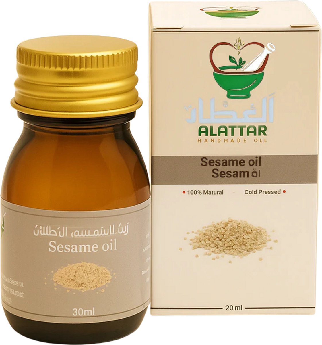 RNC. - Sesamolie 30 ml – Sesam – Culinair – 100% Pure & Koudgeperste Natuurlijke Olie – Eetbaar & Voedend – Hydraterende Olie voor Huid, Haar & Massage – Rijk aan Antioxidanten & Omega’s – Verzacht, Kalmeert & Beschermt Natuurlijk