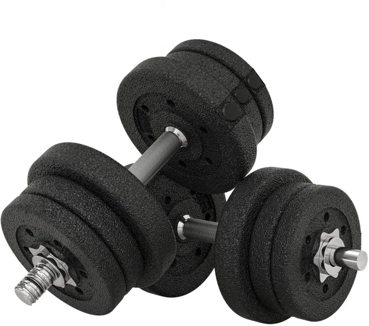 Dumbbells 25 kg - Halter - met 12 Gewichtsschijven - Gewichten Set - Halterset - Krachttraining - Fitness - Gym - Geschikt voor Thuis en Sportschool - Zwart