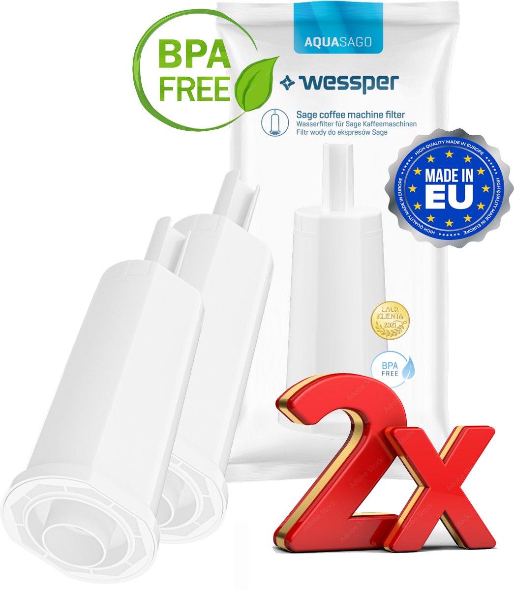 2 Stuks waterfilterpatroon Sage Claro BES008 - SES008 - SES920 - SES980 - SES990 waterfilter en Solis Type 1011, 115, 117 and 118