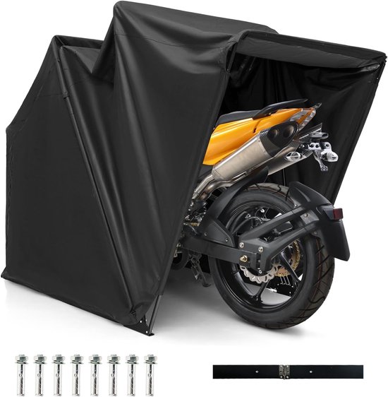 COSTWAY Motorhoes 345 x 137 x 190 cm, motorhoes Oxford-stof met metalen frame, waterdicht winterbestendig, motorgarage, outdoor, voor motor, bromfiets, scooter, scooter