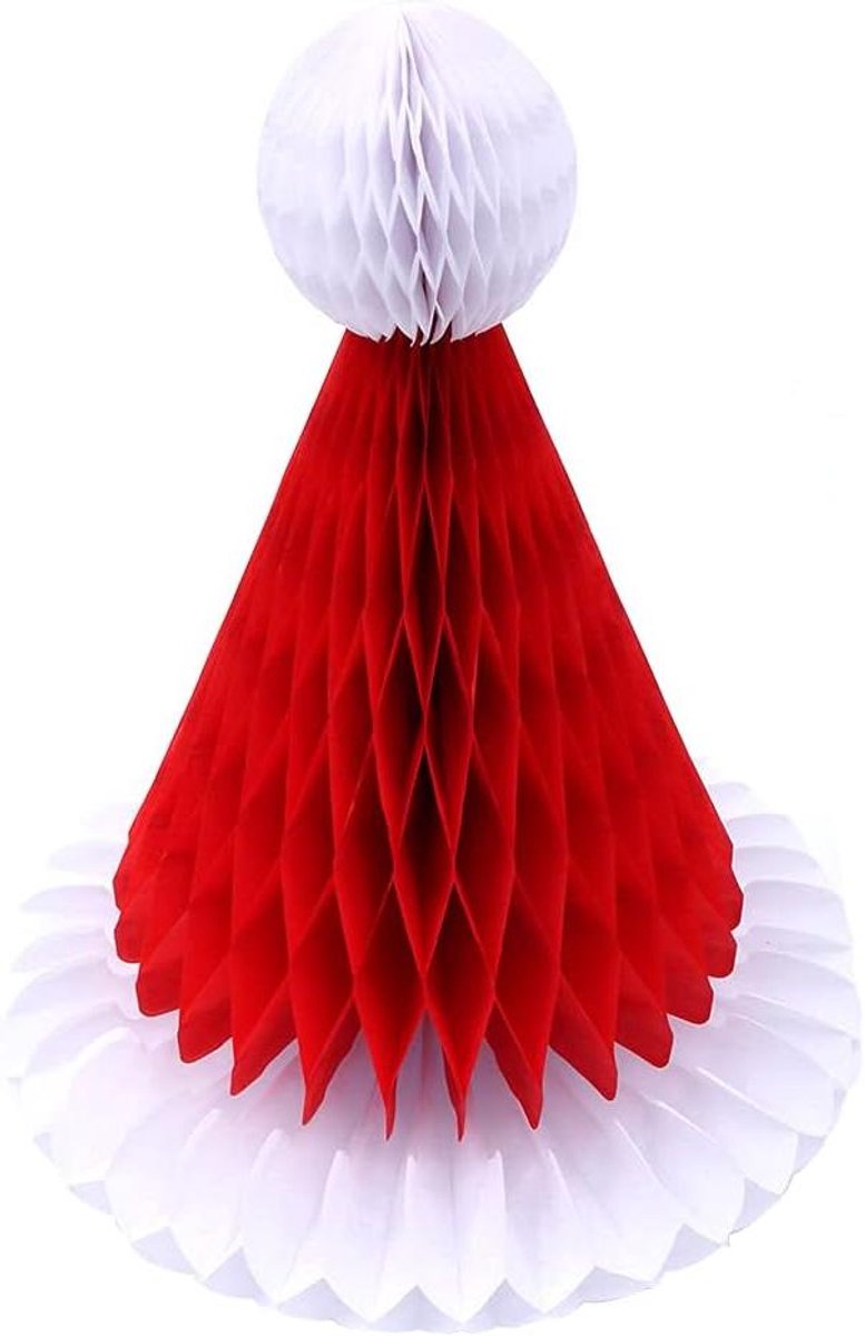 EGoods - Kerst Hoeden Honingraat Bal Opknoping Decoraties Set - Feestelijke Kerstversiering met Papieren Pompoms