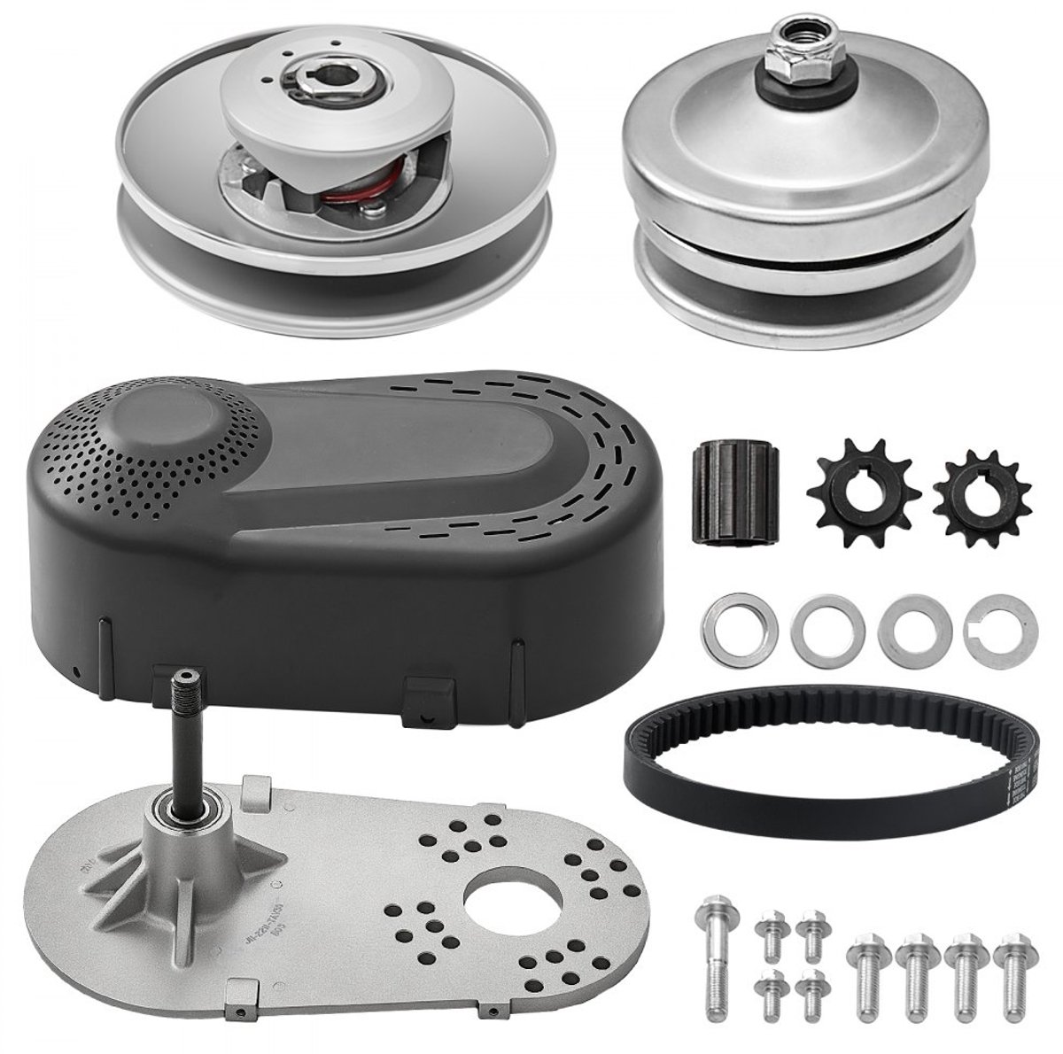 Aandrijfkoppeling Set - Riemaandrijving - Voor 2-8 pk Motoren - 2000 tpm - Asymmetrische Wielen - Robuuste Rubberen Riem - Inclusief Accessoires