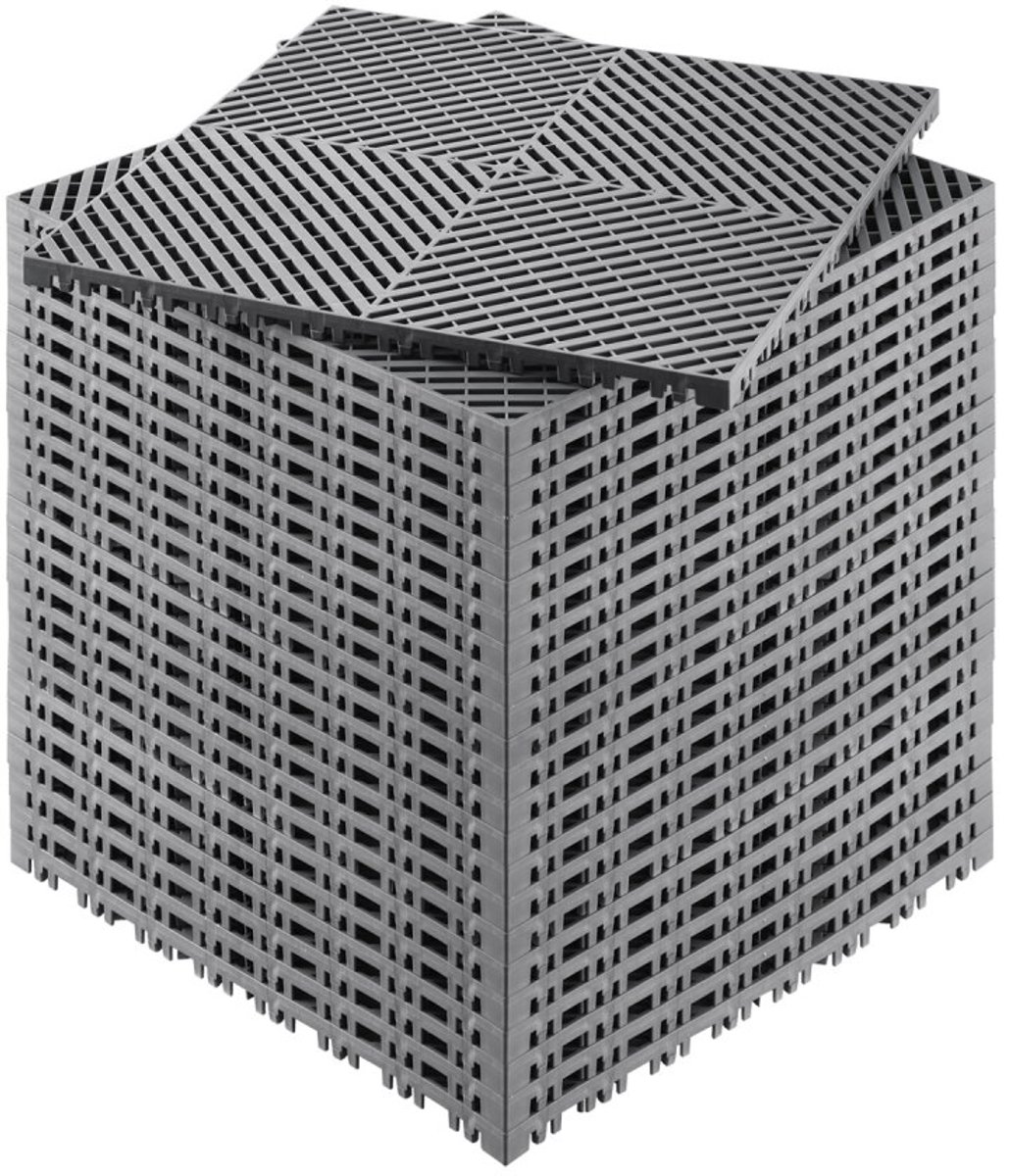 Drainage Vloertegels - Modulaire Kliktegels - 40 x 40 cm - Set van 24 - Antislip - PP Kunststof - Voor Douche, Garage & Tuin - Grijs