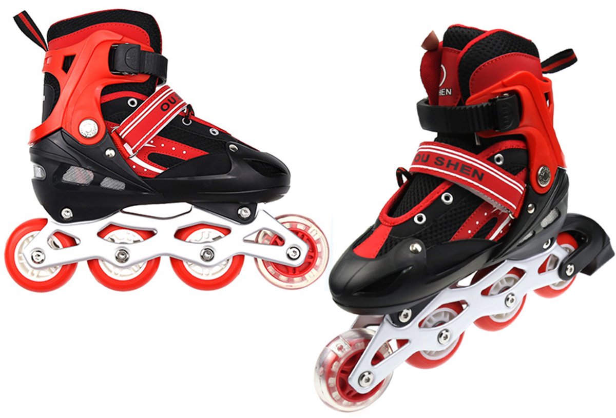 PIPIPOXER-Kinder Skeelers Inlineskates Verstelbaar Lichtgevende wielen 35-38 Rood