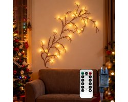 Soontrans Willow Vine 144 LED-Lichtslinger, 2,3 m Wilgenrankboomverlichting Met Afstandsbediening, 8 Standen, Buigzame Kunstmatige Boomtakken, Warm Wit, LED-Wanddecoratie, Binnenhuisdecoratie Voor Slaapkamers en Woonkamers