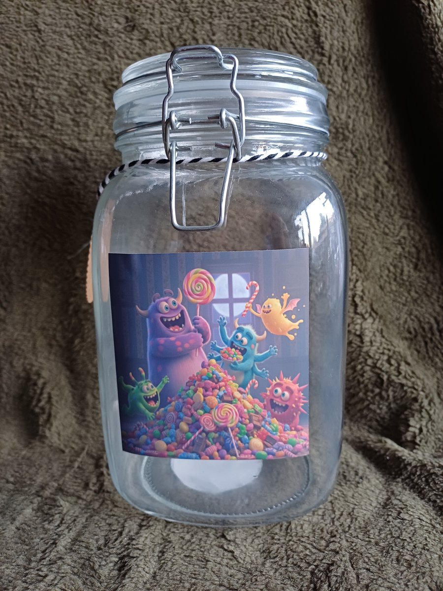 Snoeppot Glas met Beugelsluiting - Vrolijke Monsters & Snoep - Voorraadpot Kinderfeestje