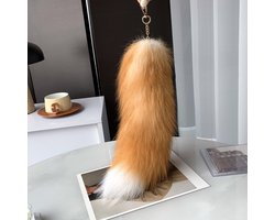 Nepbont Therian-staart - 38cm Shaggy nepbont realistische vossenstaart, decoratieve staart sleutelhanger voor sleutels en tassen