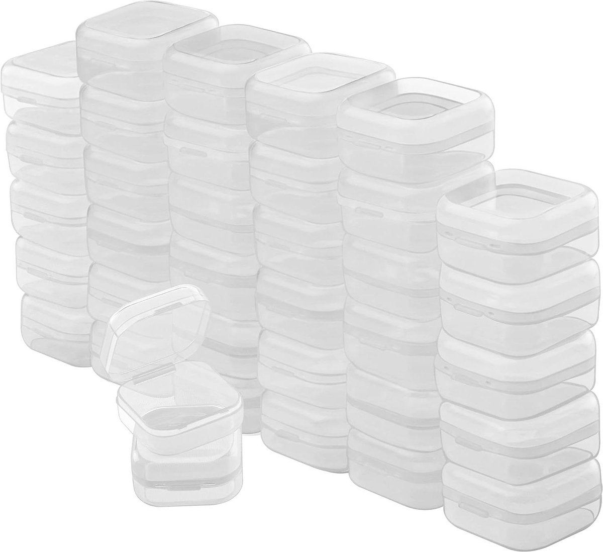 EGoods - Doorzichtige plastic opbergdoosjes - Set van 36 - L3,5 x B3,5 x H2 cm - Pillen, kralen, sieraden en knutselartikelen opbergen