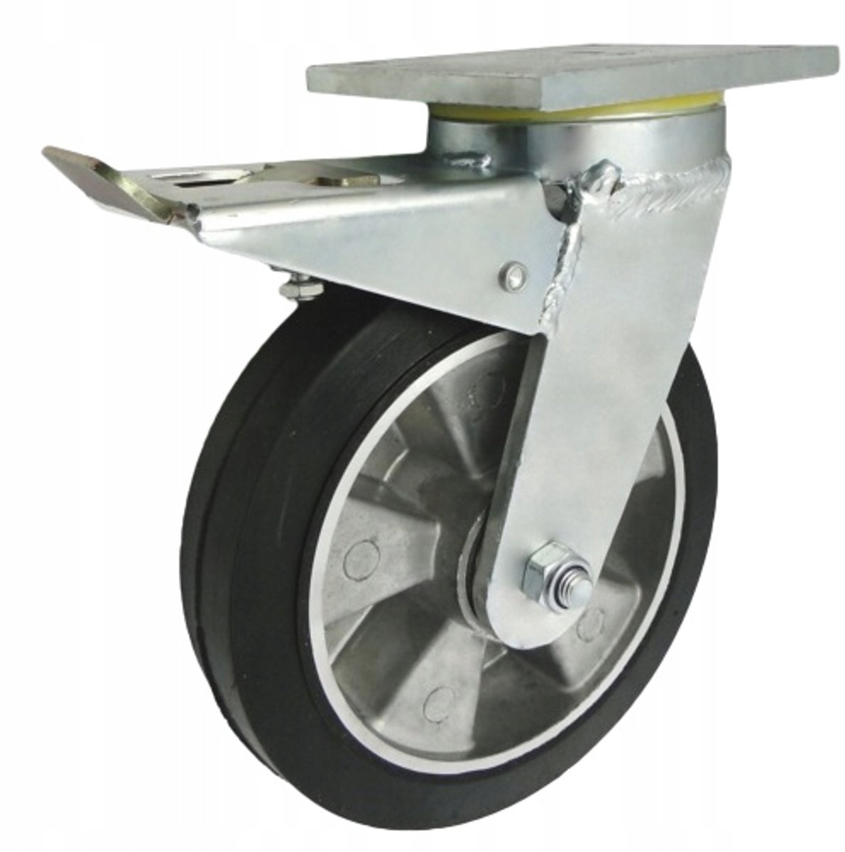 Aluminium Zwenkwiel met Rem - Ø200mm - 400kg Draagvermogen