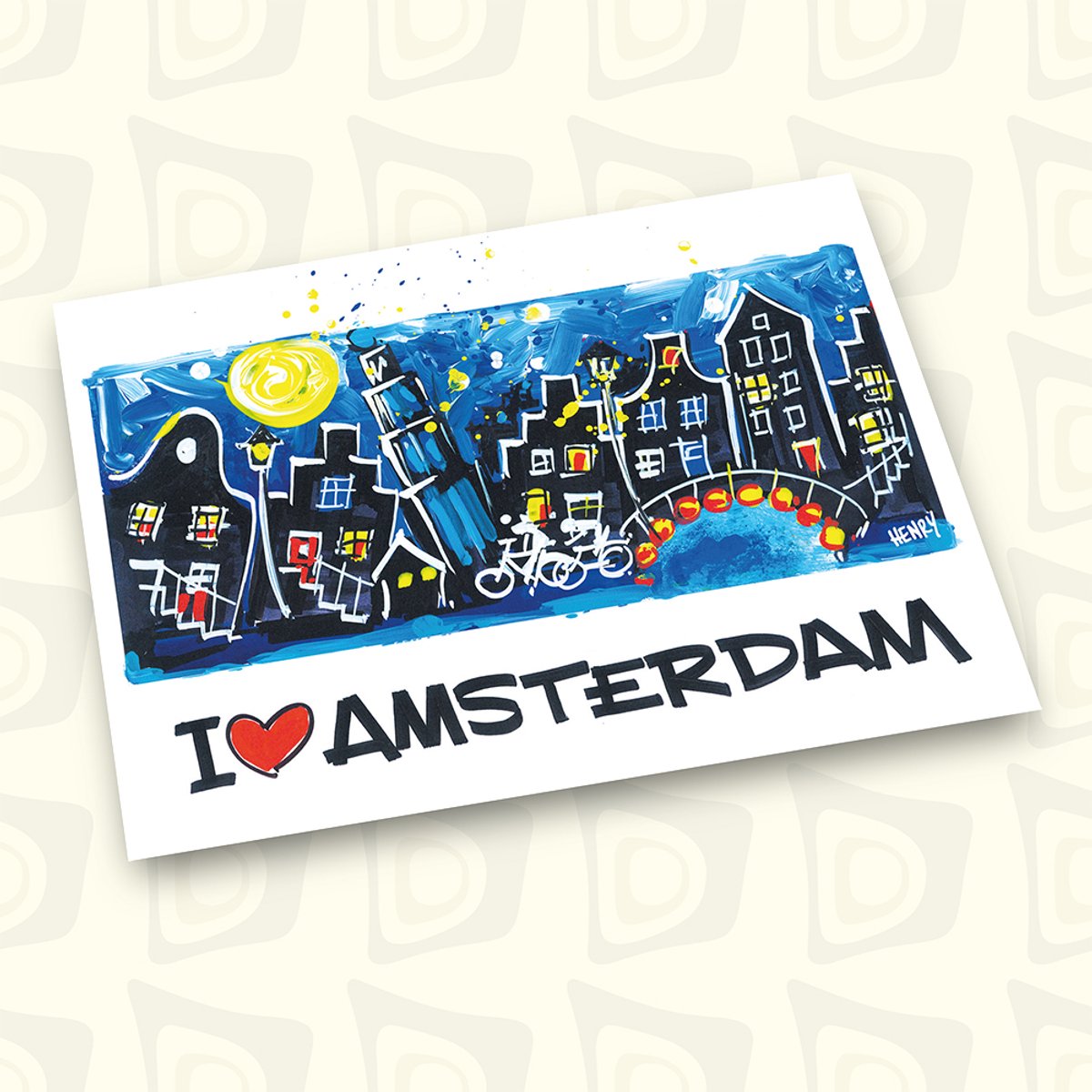 AMSTERDAM IN BLUE, UNIEKE ANSICHTKAART, 24 STUKS